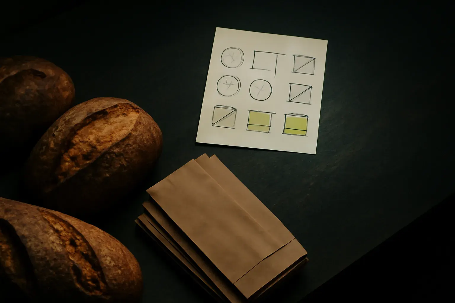 The Nemuno Kepykla logo and colour system applied to packaging and a storefront sign mockup.